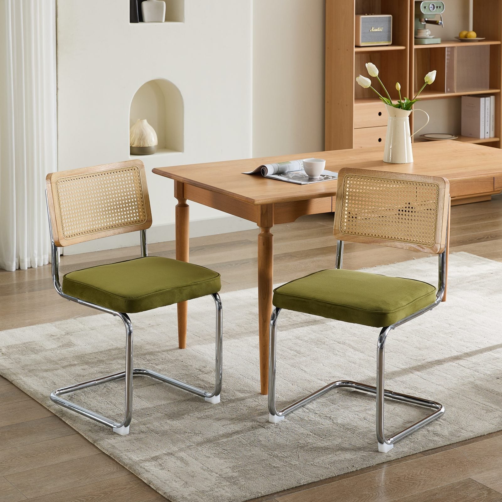 Mid Century Modern Dining Chairs Set of 2, Velvet Accent Chairs with N ...