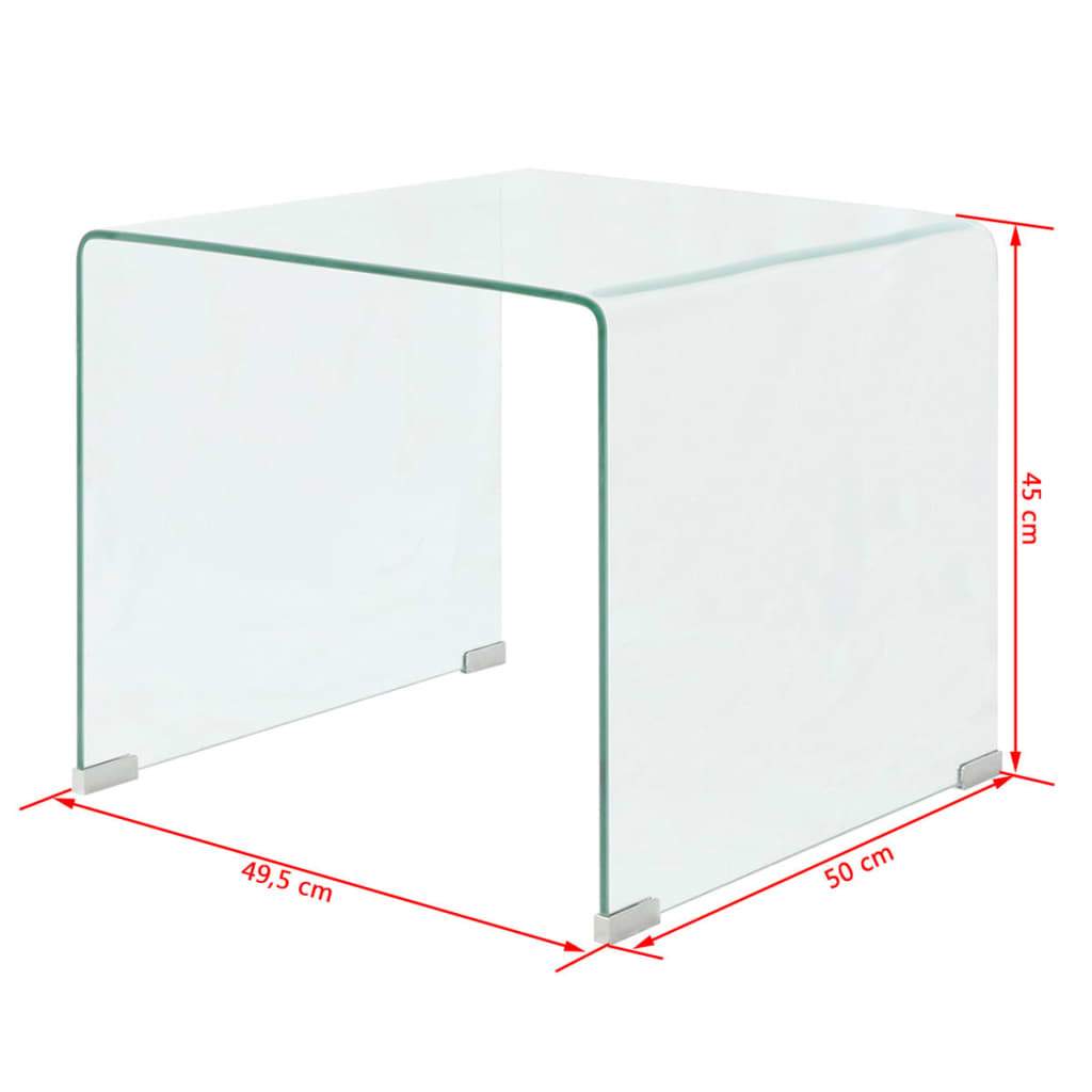 vidaXL Coffee Table Tempered Glass 19.5"x19.7"x17.7" Clear-5
