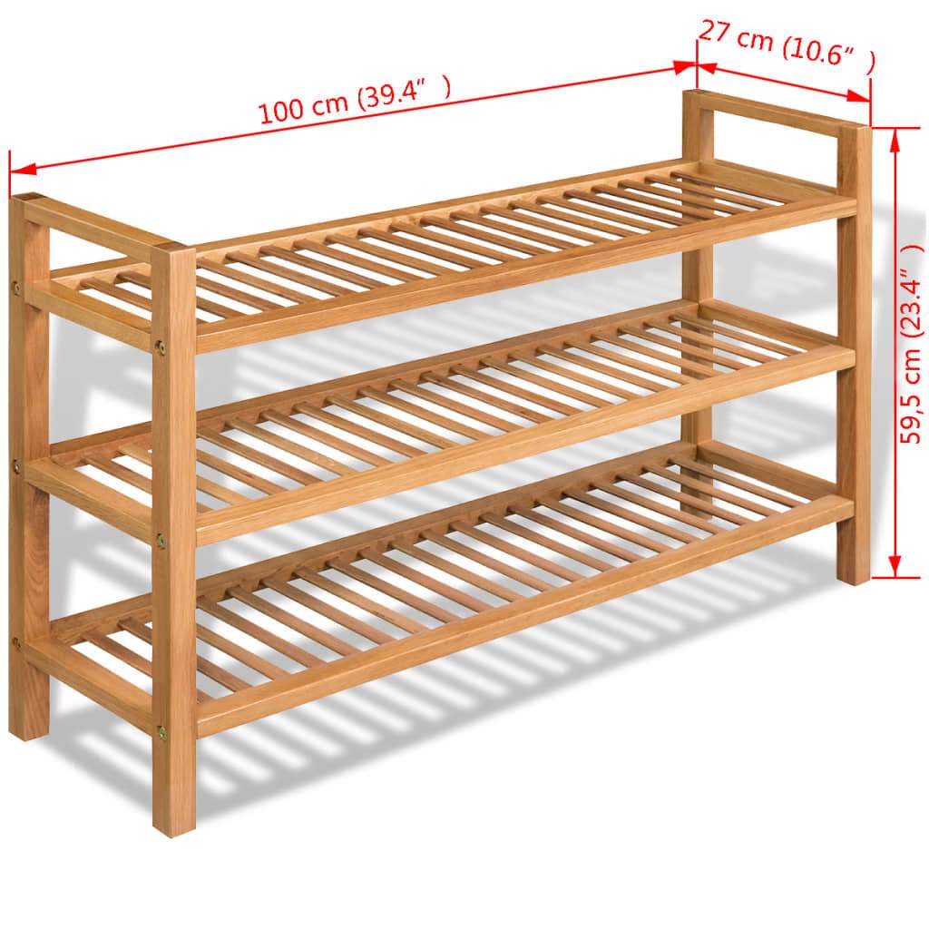 Solid Oak Wood Shoe Rack with 5 Shelves Stand Furniture Multi Sizes