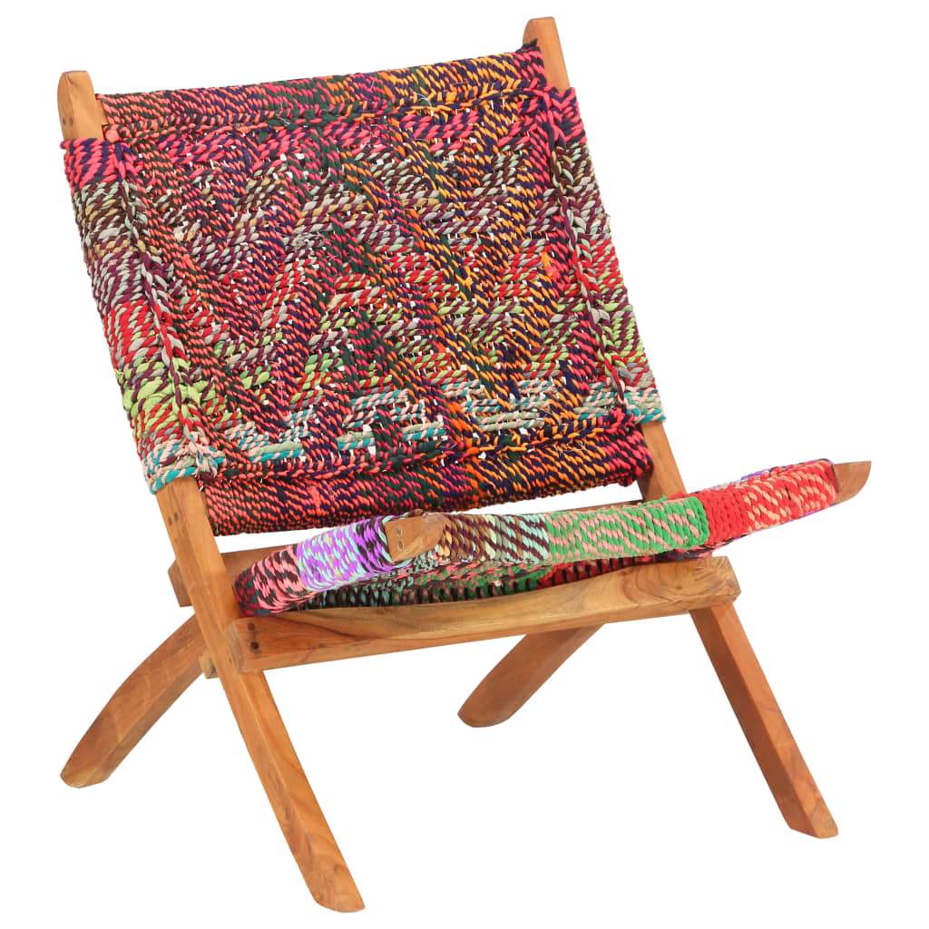 vidaXL Folding Chindi Chair Multicolors Fabric-10