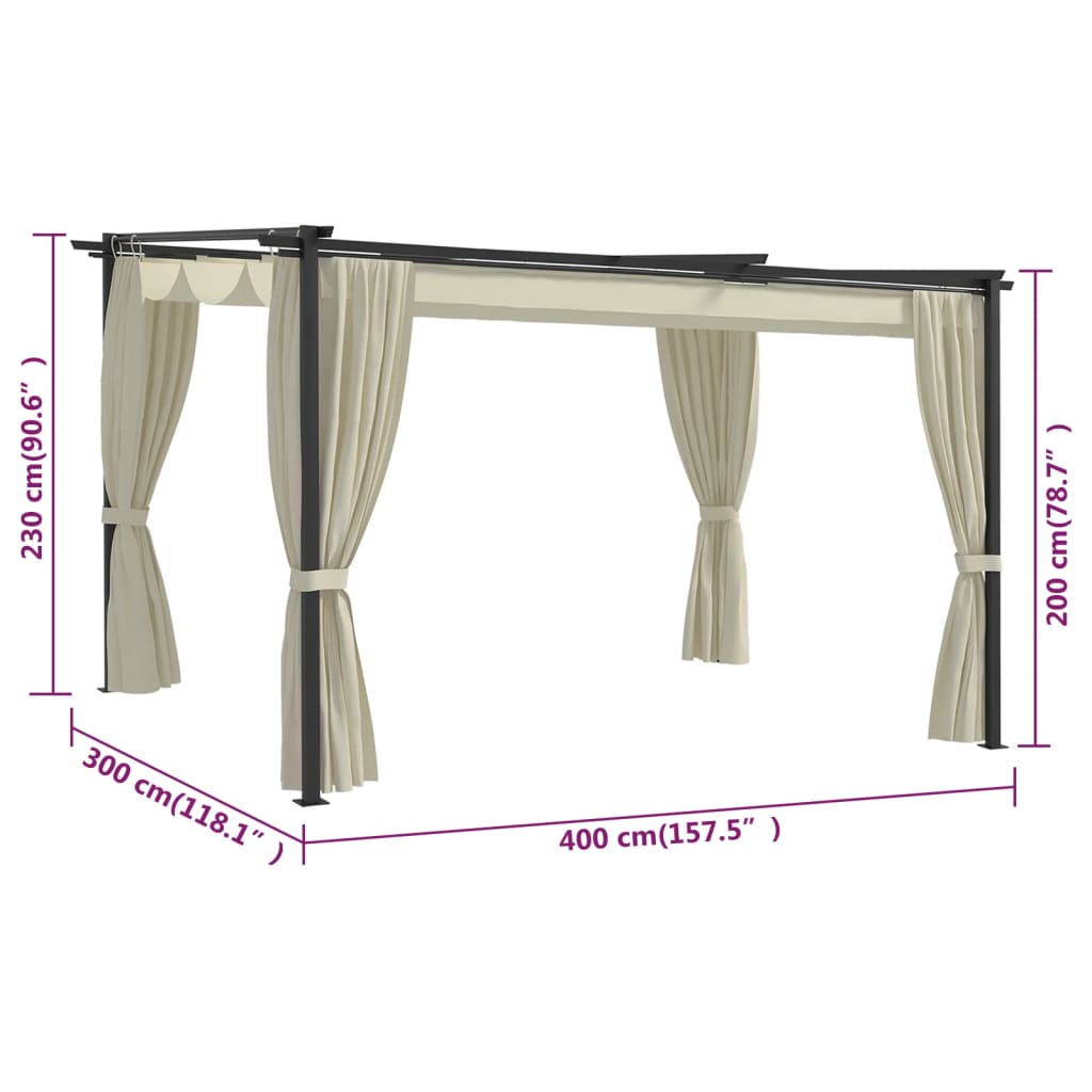 vidaXL Gazebo 13.1'x9.8' Cream-5