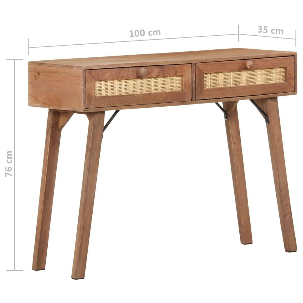 vidaXL Console Table 39.4"x13.8"x29.9" Solid Mango Wood-7