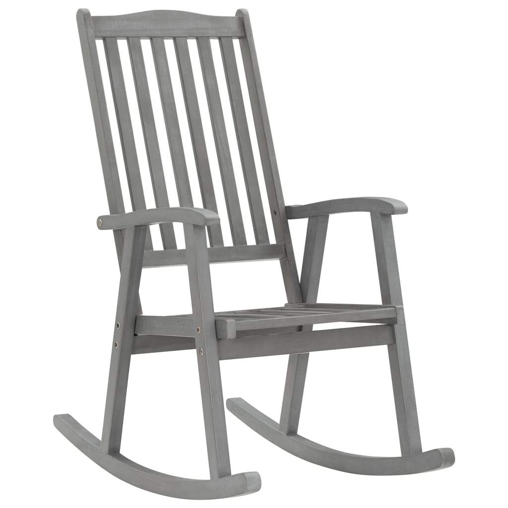 Solid Acacia Wood Rocking Chair Garden Outdoor Patio Seat Gray/Brown