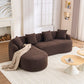 LY-022 Full Compression Sponge L-Shape Sectional Sofa, Brown Modular Chaise Chenille Couch, 30D High-Density