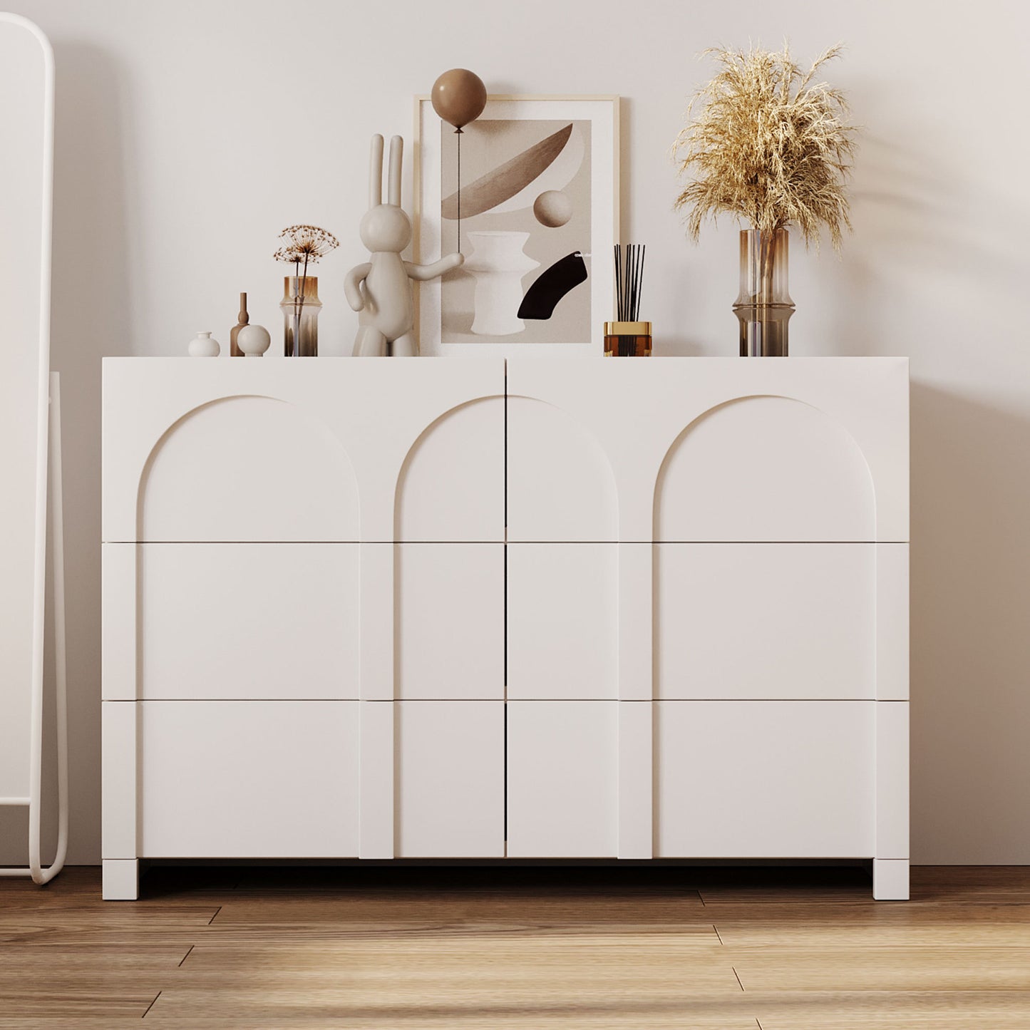 Modern Style Six-Drawer Dresser Sideboard Cabinet