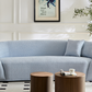 3 seater sofa Modern combination Half Moon casual teddy wool sofa Curved sofa, blue sky