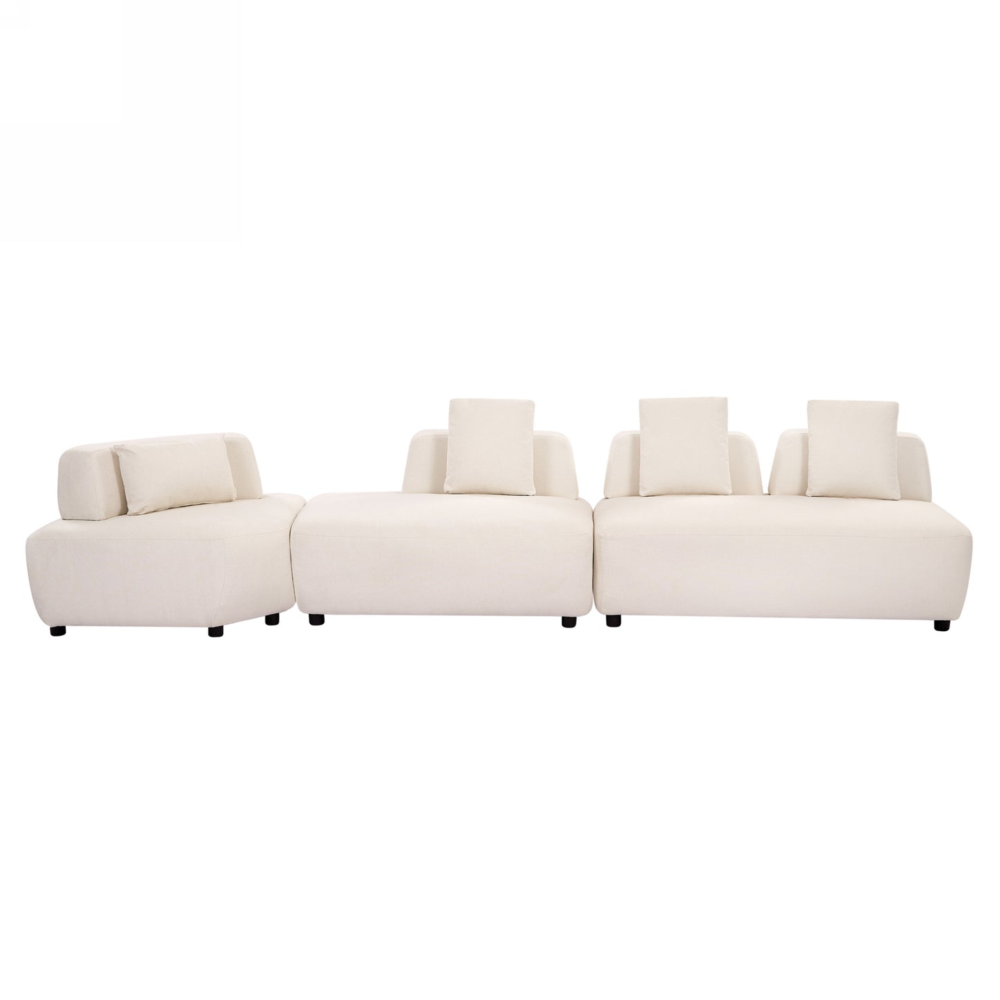 Contemporary 3-piece Sectional Sofa Free Convertible sofa with Four Removable Pillows for Living Room, Beige