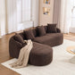 LY-022 Full Compression Sponge L-Shape Sectional Sofa, Brown Modular Chaise Chenille Couch, 30D High-Density