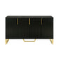 Modern sideboard with Four Doors, Metal handles & Legs and Adjustable Shelves Kitchen Cabinet (Black)