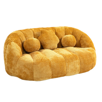 Lazy Sofa High Back Bean Bag Chair Couch Yellow Chenille for Adults & Kids Indoor Outdoor