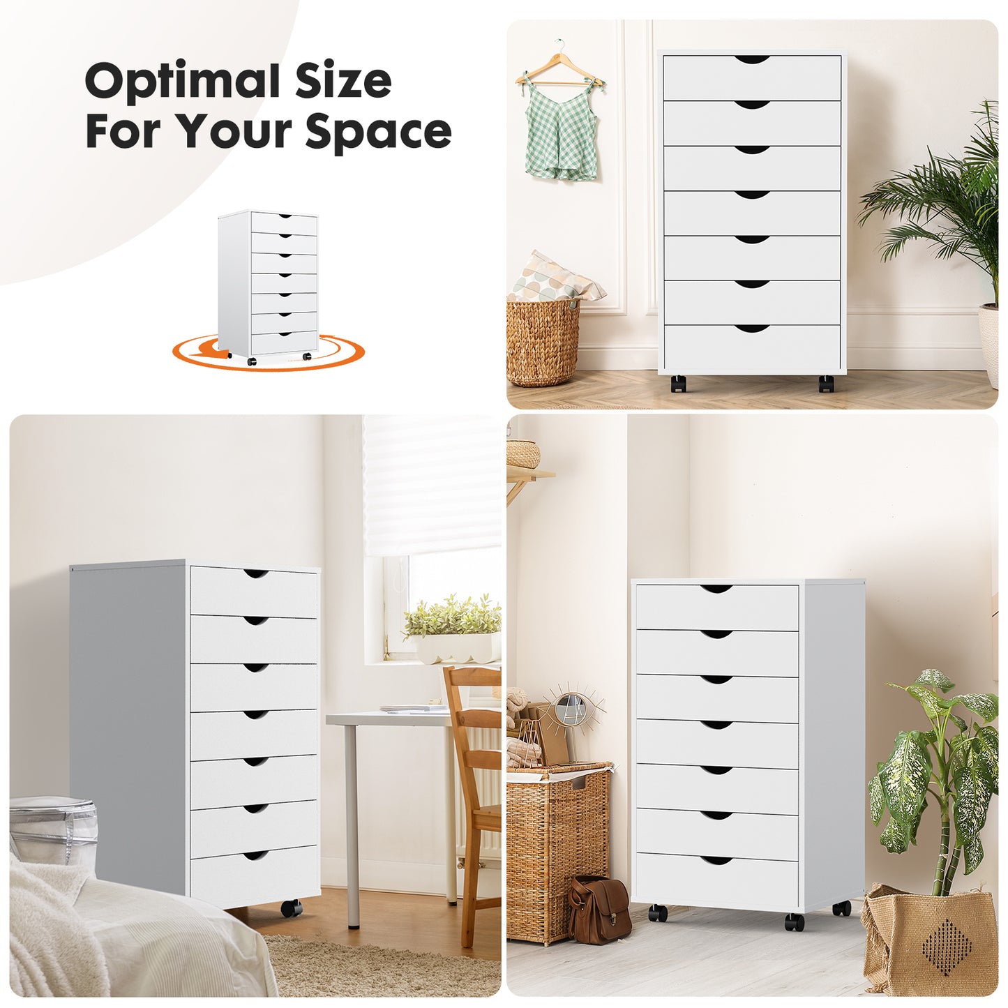 Sweetcrispy 7 Drawer Chest - Storage Cabinets with Wheels Dressers