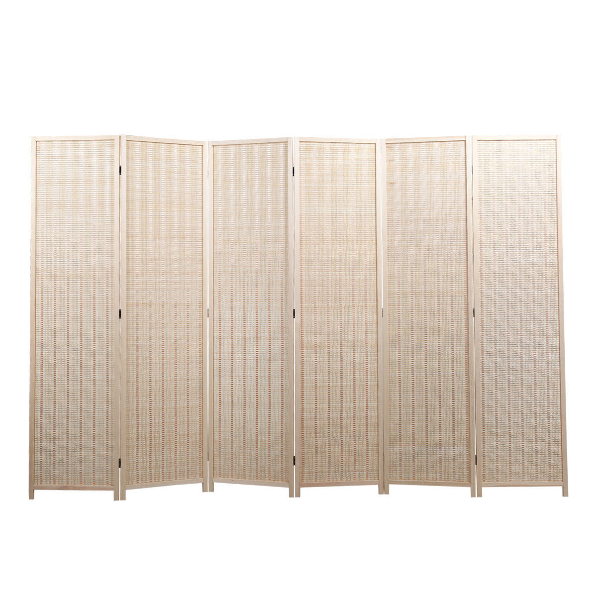 6 Panel Bamboo Room Divider, Private Folding Portable Partition Screen- Natural