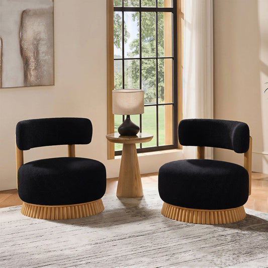 Modern 27.5' W Farmhouse Armless Chair Set of 2, Wooden Base Featuring Thatched Roof Rod Design, Cozy Upholstered Chair for Living Room or Bedroom