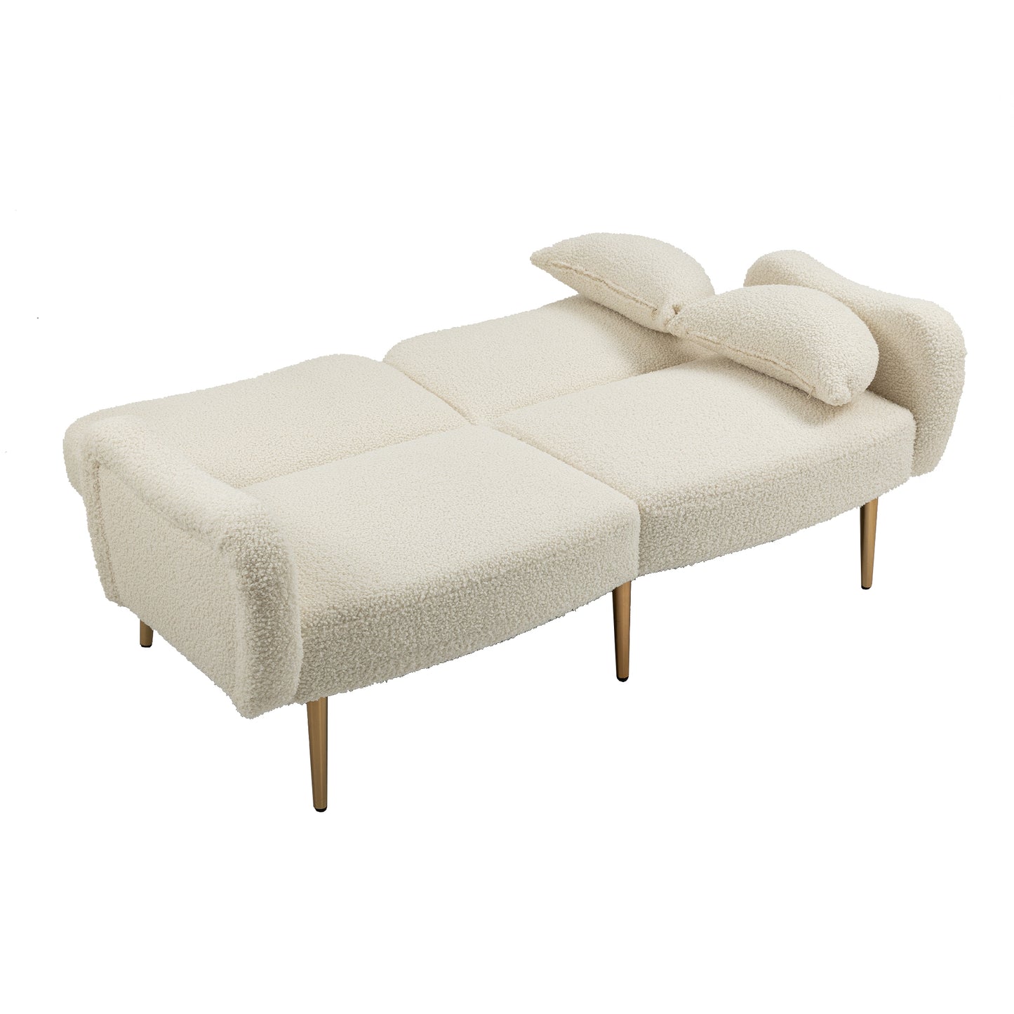 65 inch, Mid Century Modern Velvet Love Seats Sofa with 2 Bolster Pillows, Loveseat Armrest