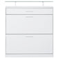 ON-TREND Slim Entryway Organizer with 2 Flip Drawers, Tempered Glass Top Shoe Storage Cabinet with Drawer, Free Standing Shoe Rack with LED Light for Hallway, White