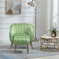 Velvet Accent Chair with Ottoman, Modern Tufted Barrel Chair Ottoman Set for Living Room Bedroom, Golden Finished, Grass Green