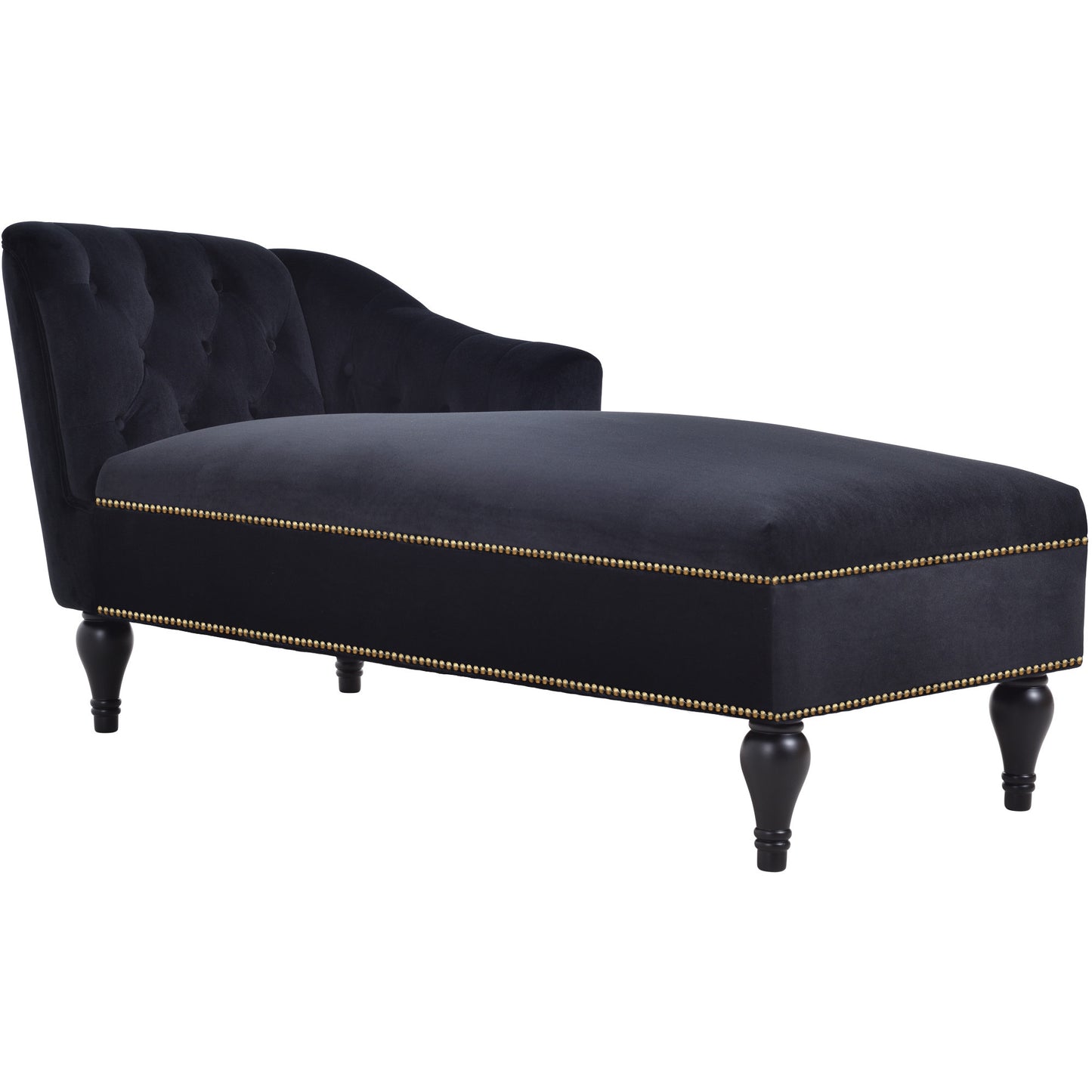 58''Velvet Chaise Lounge,Button Tufted Right Arm Facing Lounge Chair with Nailhead Trim & Solid Wood Legs