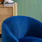 Velvet Fabric Swivel Accent Armchair Barrel Chair With Black Powder Coating Metal Ring,Blue