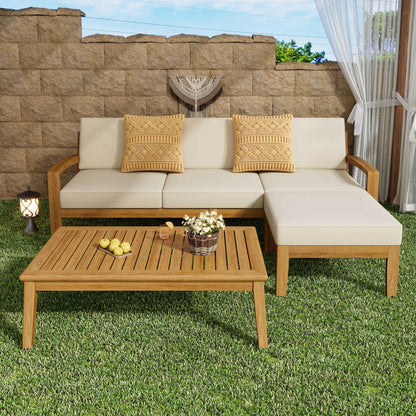 GRENADA L Shape 3pcs Acacia Wood Sectional Patio Sofa Set