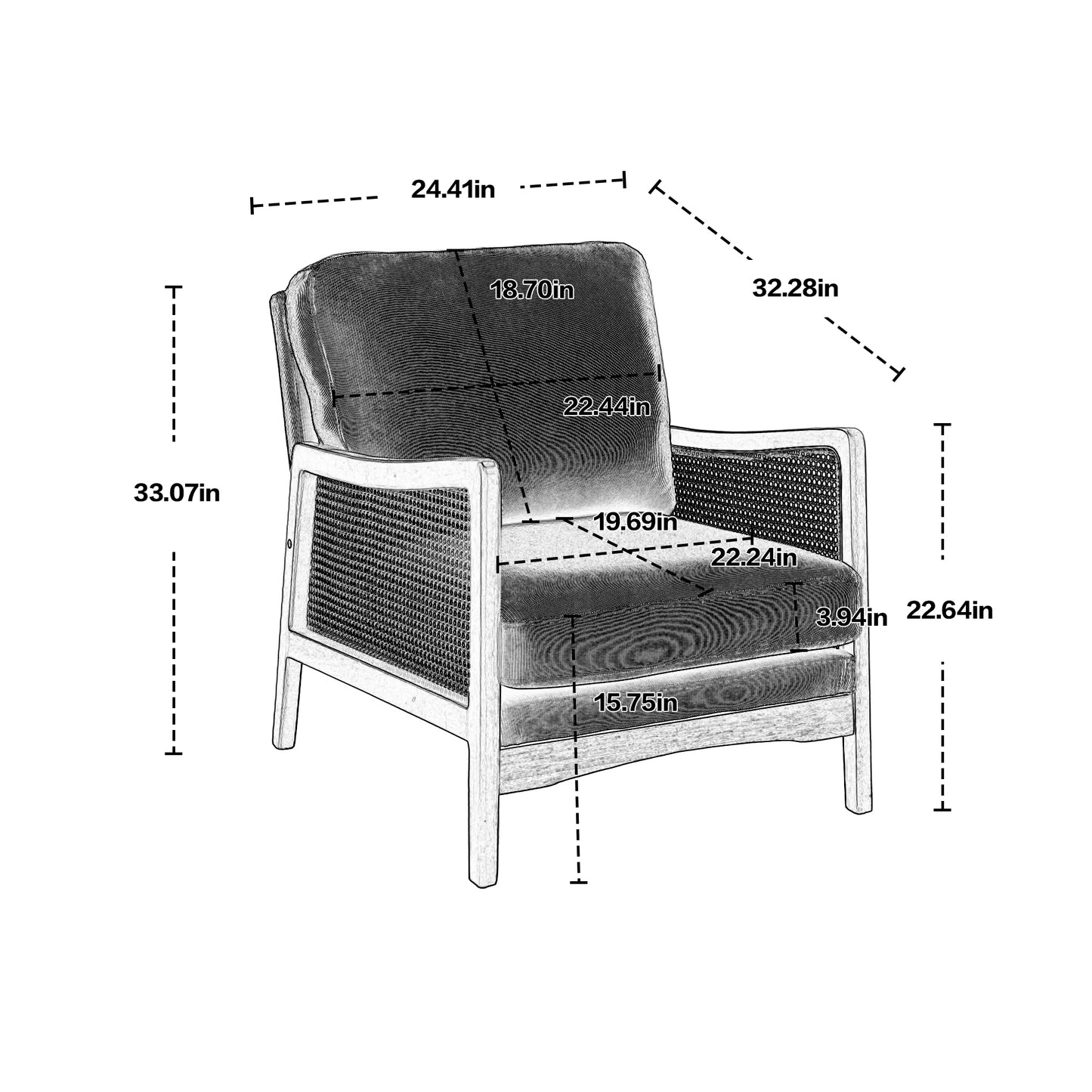 Wood Frame Armchair,  Modern Accent Chair, Lounge Chair