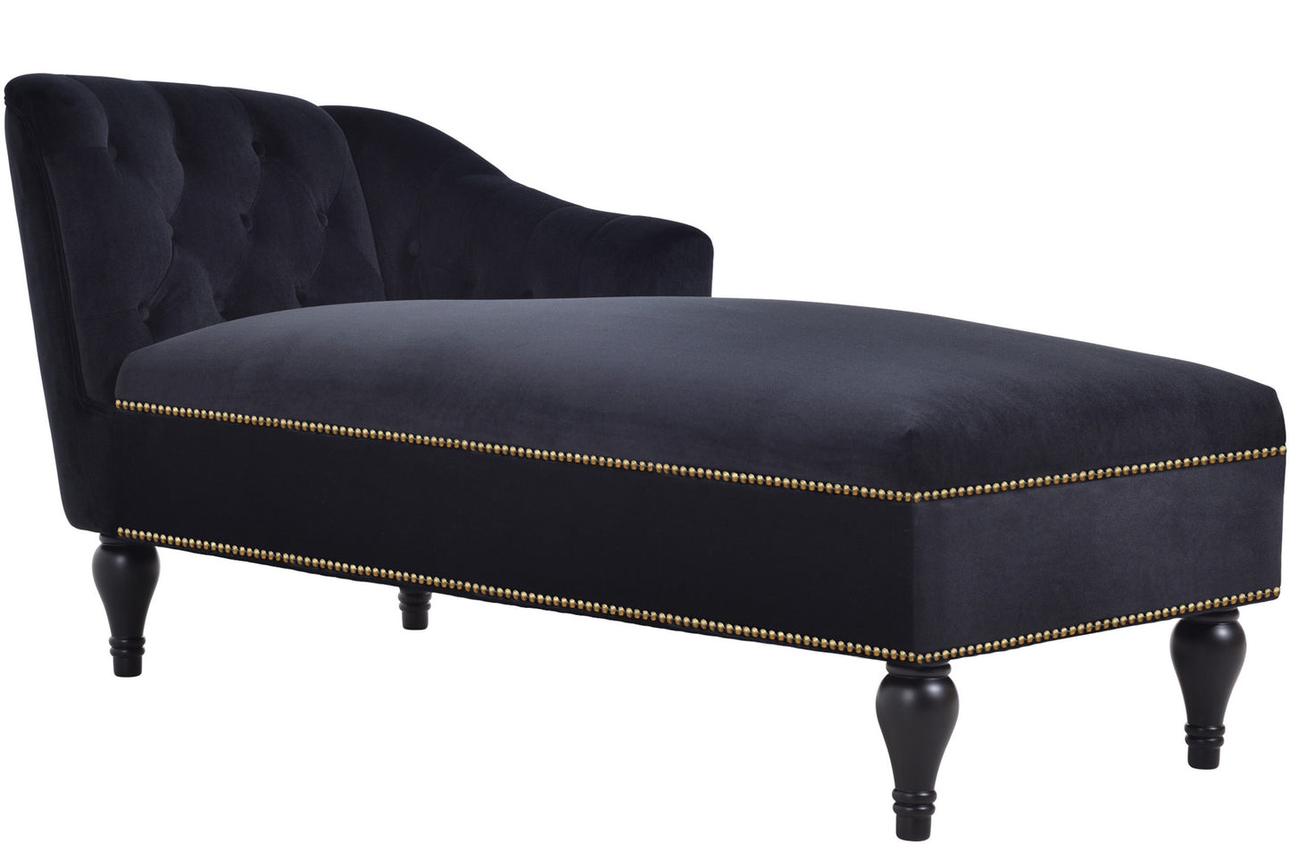 58''Velvet Chaise Lounge,Button Tufted Right Arm Facing Lounge Chair with Nailhead Trim & Solid Wood Legs