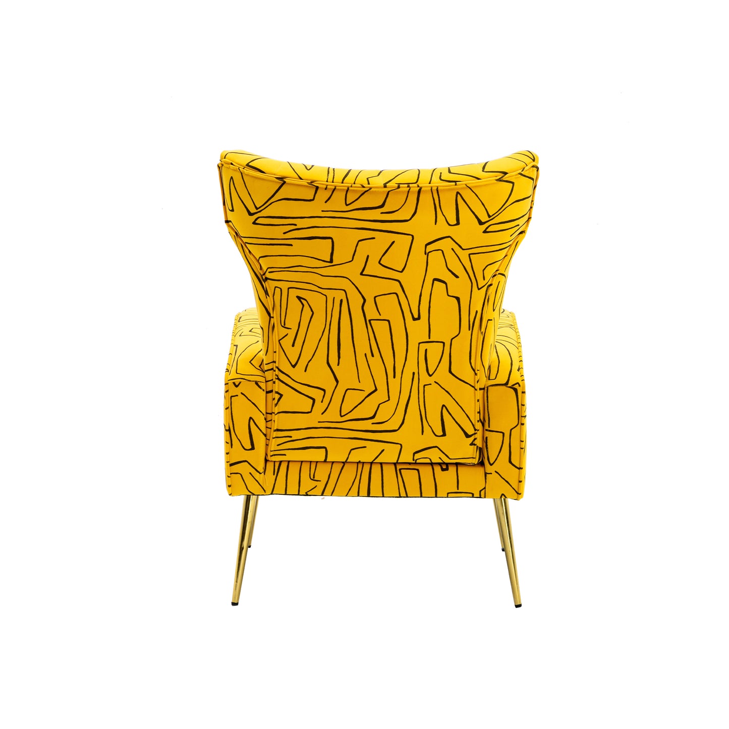 Yellow Accent Chair, leisure single chair with Rose Golden feet