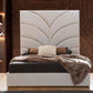 Laura Gold Detailed Queen Size Upholstery Bed made with Wood in White