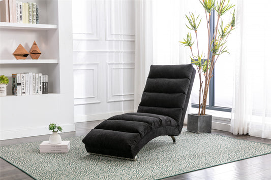 Linen Chaise Lounge Indoor Chair, Modern Long Lounger for Office or Living Room