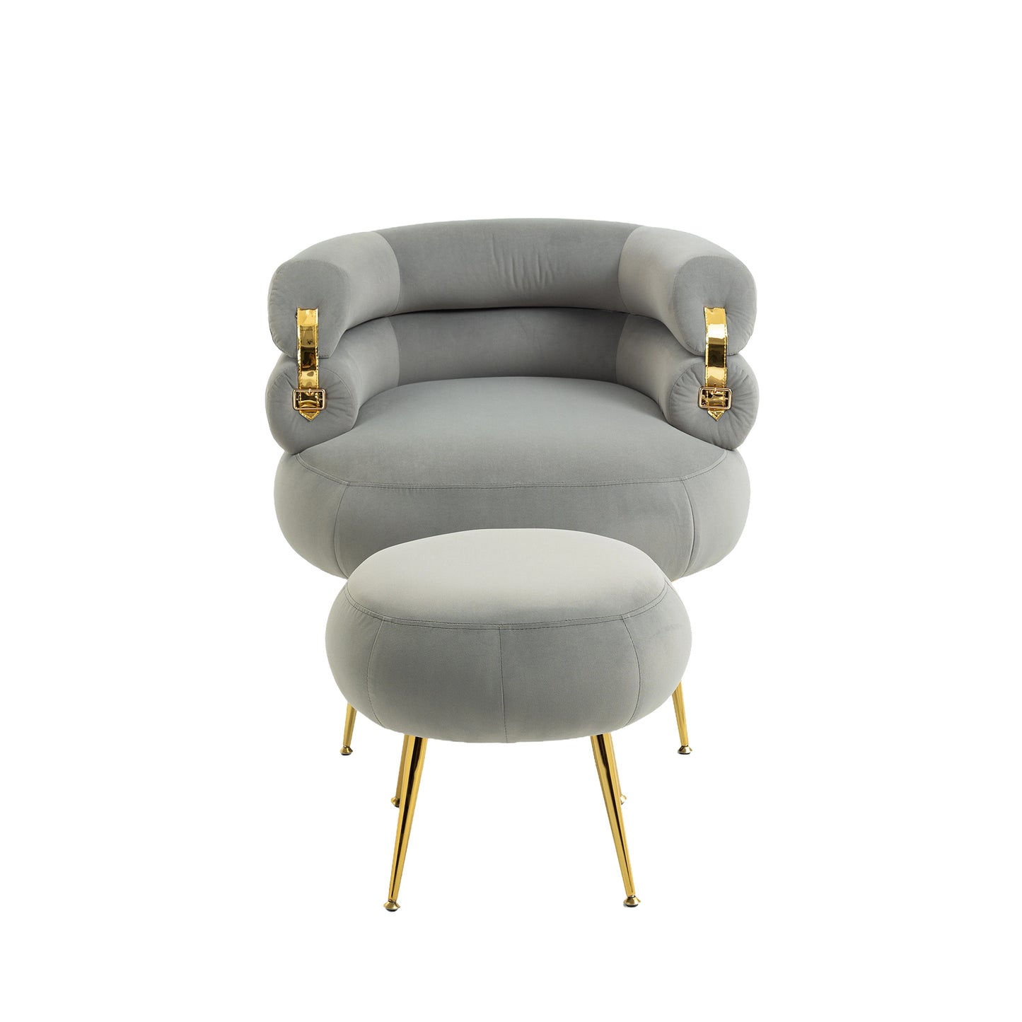 Velvet Accent Chair Modern Upholstered Armchair Tufted Chair with Metal Frame, Single Leisure Chairs