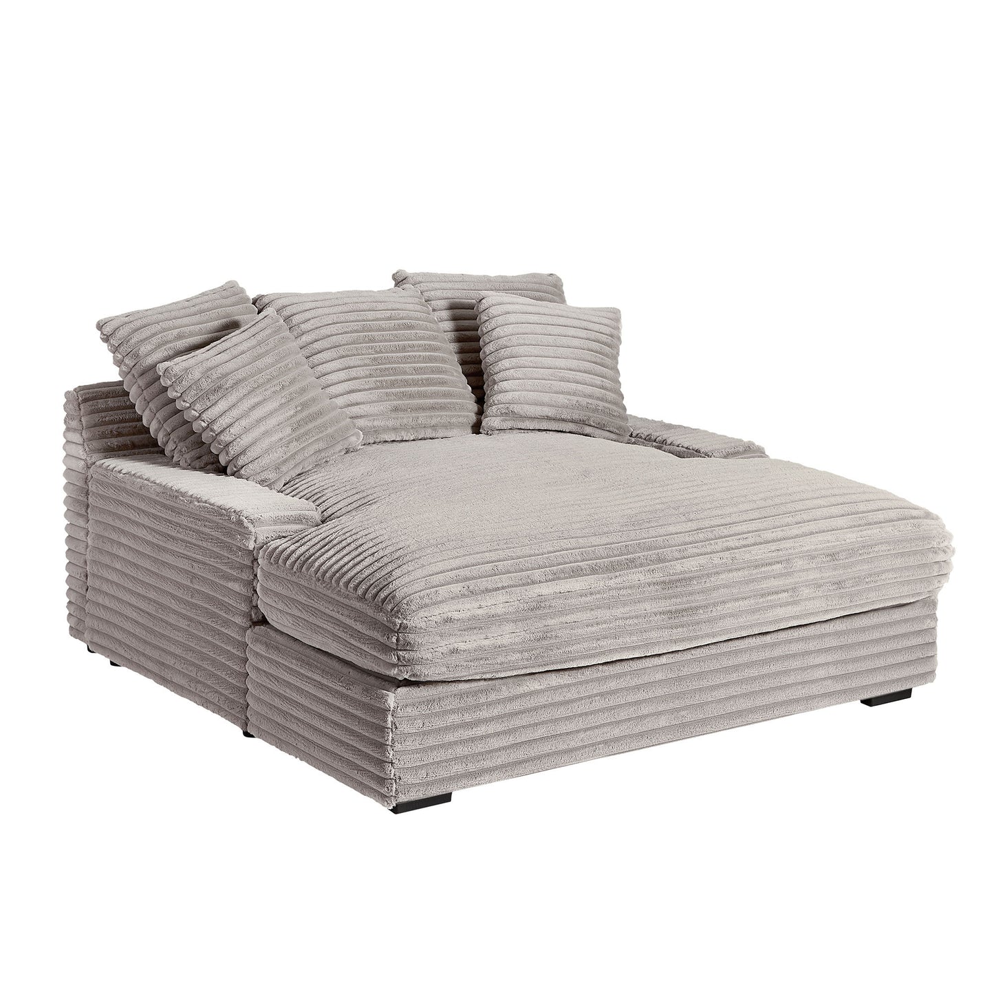 Modern Double Sleeper Sofa Comfortable Cloud Couch Soft Fluffy Corduroy Upholstery with Square Armrests