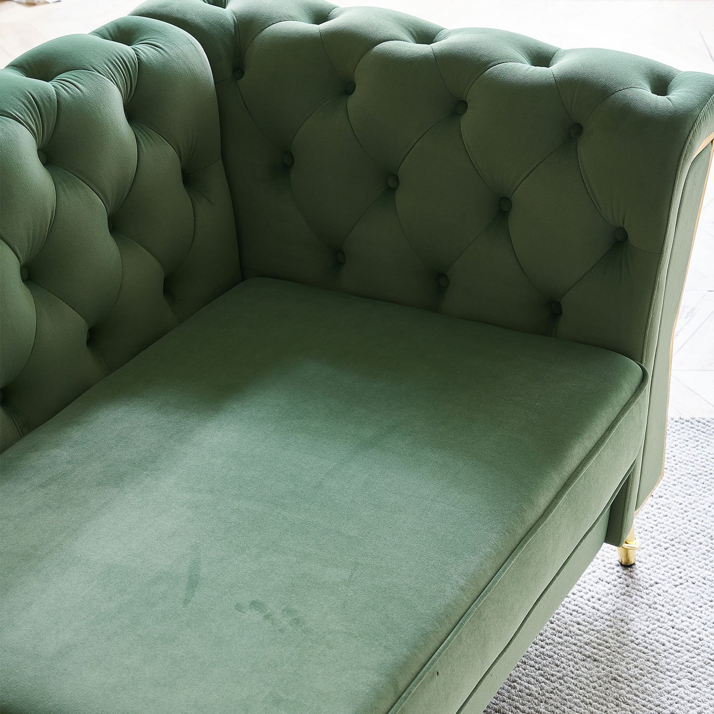 Modern Tufted Velvet Sofa 87.4 inch -Mint Green Color