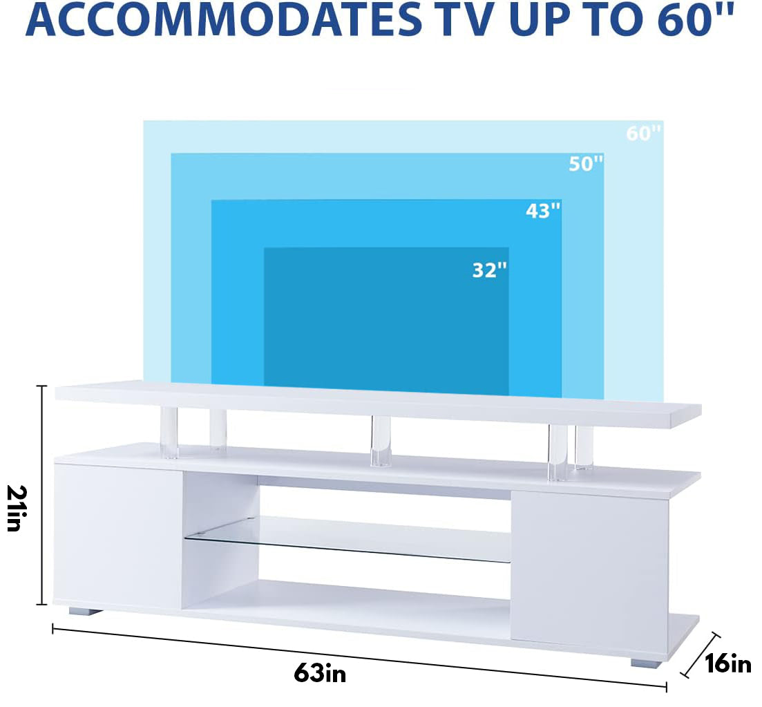 TV Stand for 70 Inch TV LED Gaming Entertainment Center Media Storage Console Table with Large Side Cabinet -White