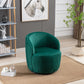 Velvet Fabric Swivel Accent Armchair Barrel Chair With Black Powder Coating Metal Ring,Green