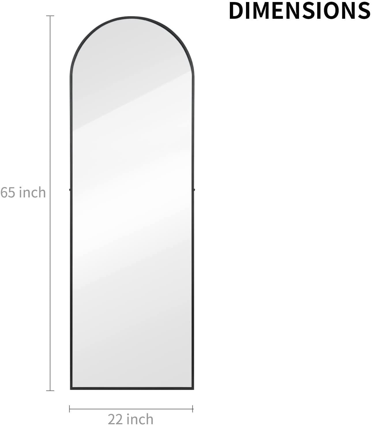 Full Length Mirror, Arched-Top Full Body Mirror with Stand, Floor Mirror & Wall-Mounted Mirro