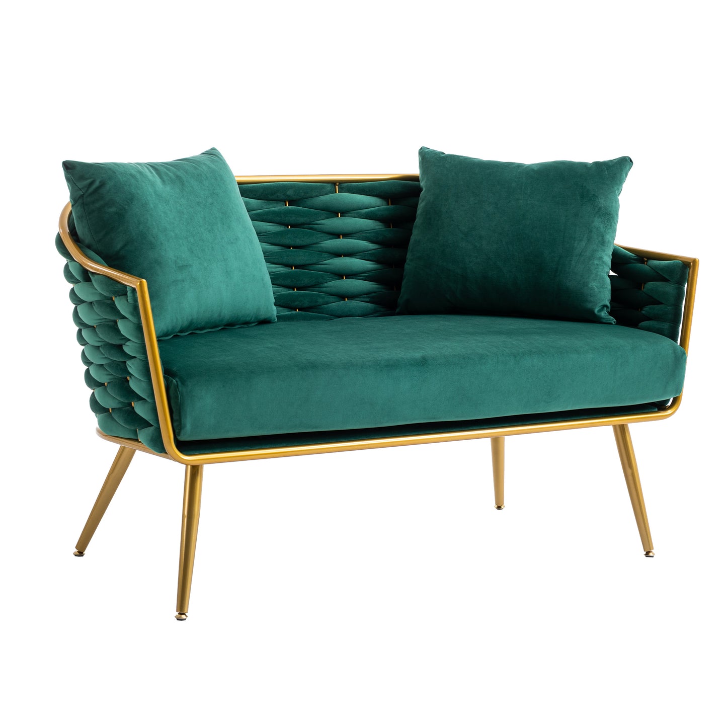 Velvet Accent Chair Modern Upholstered Armsofa Tufted Sofa with Metal Frame, Single Leisure sofa