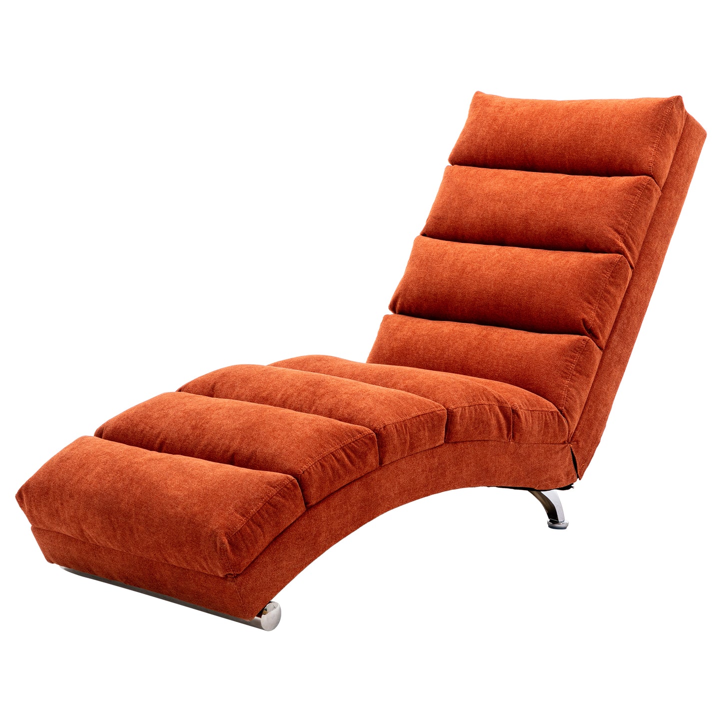 Ergonomic Linen Massage Chaise Lounge with Remote Control, Orange, 5 Modes