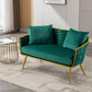 Velvet Accent Chair Modern Upholstered Armsofa Tufted Sofa with Metal Frame, Single Leisure sofa