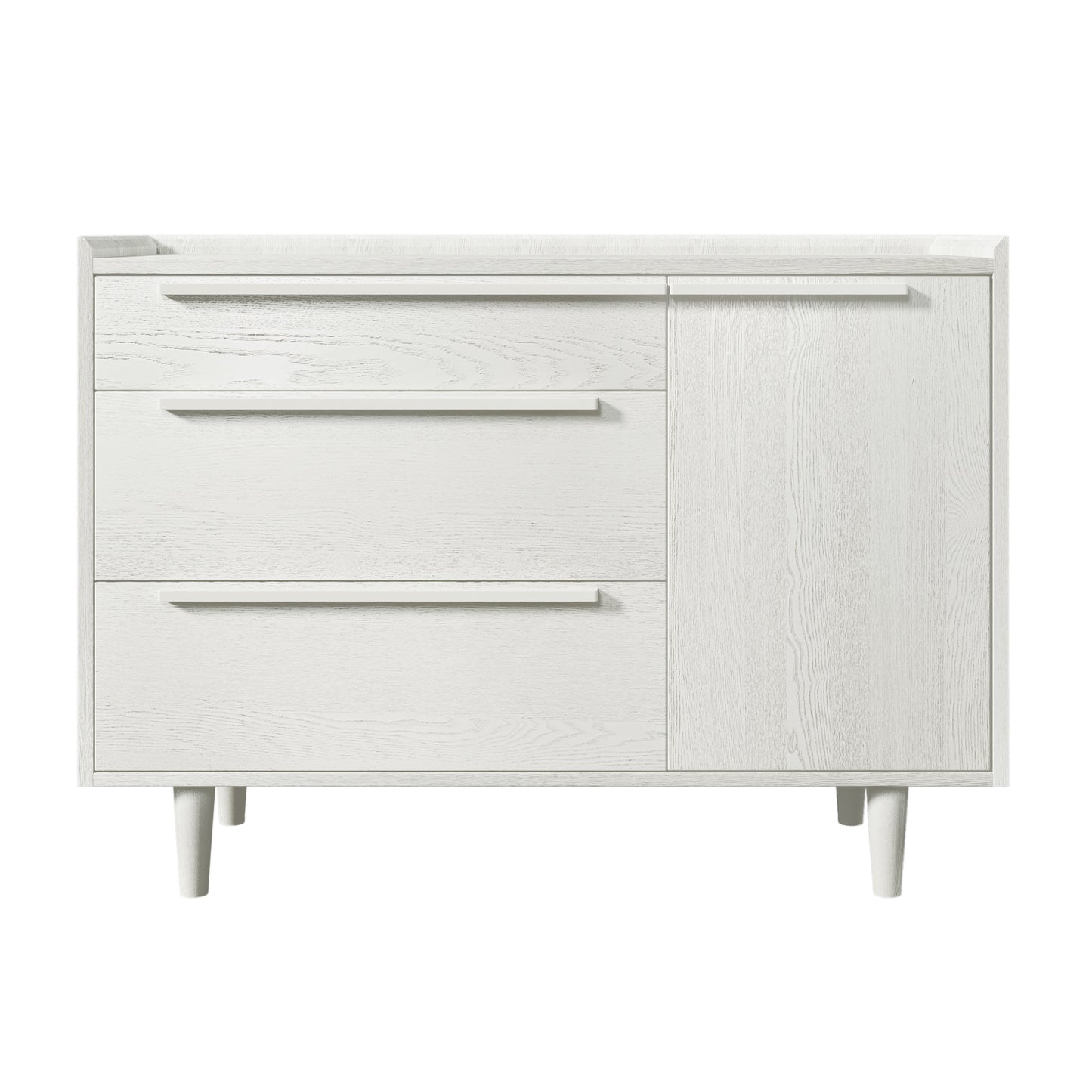 Modern Wood Grain Sideboard with 3 Drawers Storage Cabinet Entryway Floor Cabinet Sideboard Dresser with Solid Wood Legs, Grain White