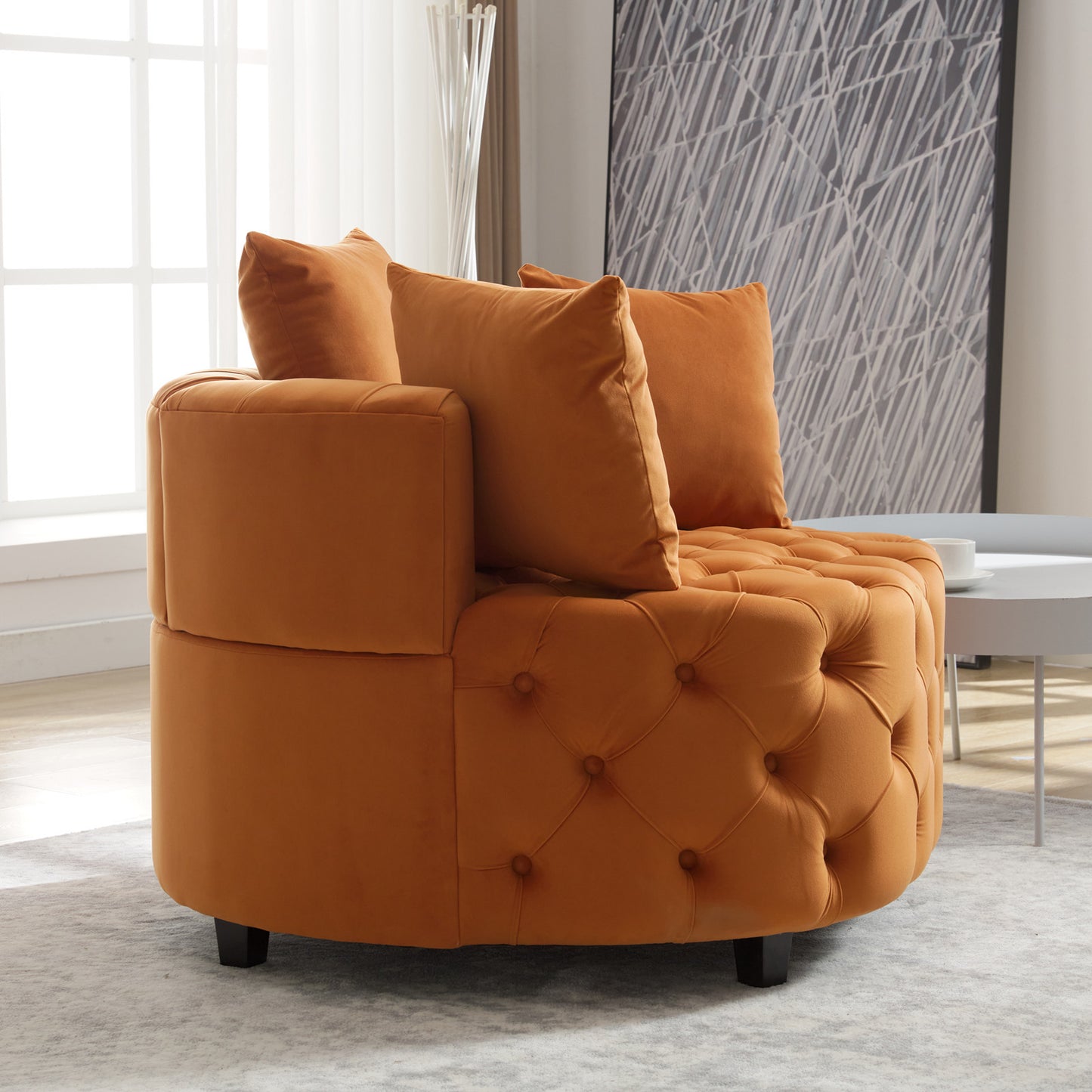 Width 40.6 inches  Accent Chair / Classical Barrel Chair for living room / Modern Leisure Sofa Chair (Orange)