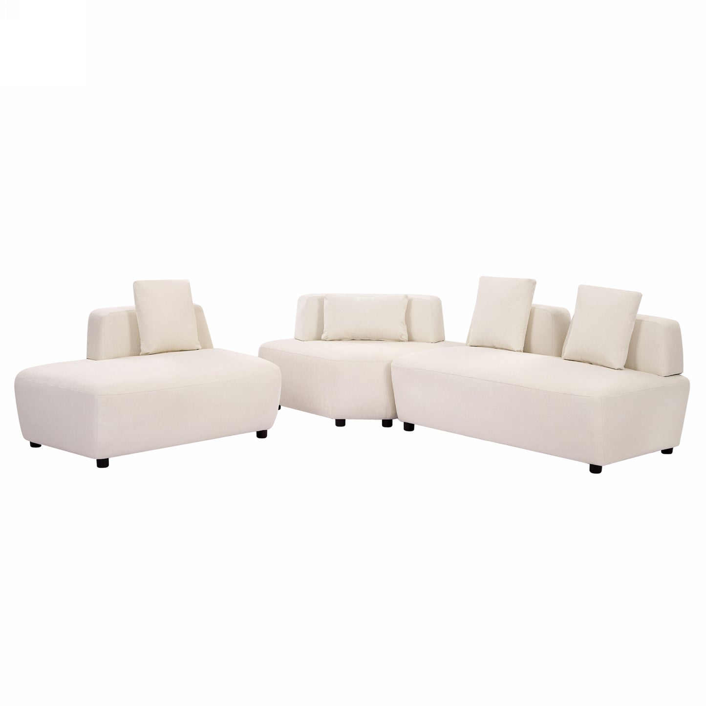 Contemporary 3-piece Sectional Sofa Free Convertible sofa with Four Removable Pillows for Living Room, Beige