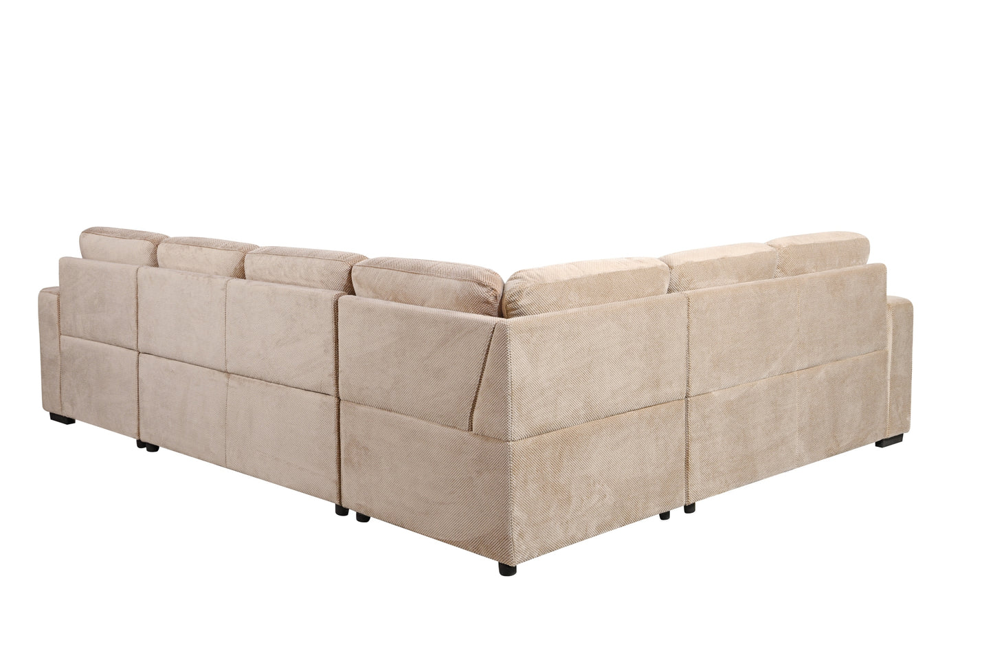 123" Oversized Sectional Sofa with Storage Chaise, U Shaped Sectional Couch with 4 Throw Pillows. Beige