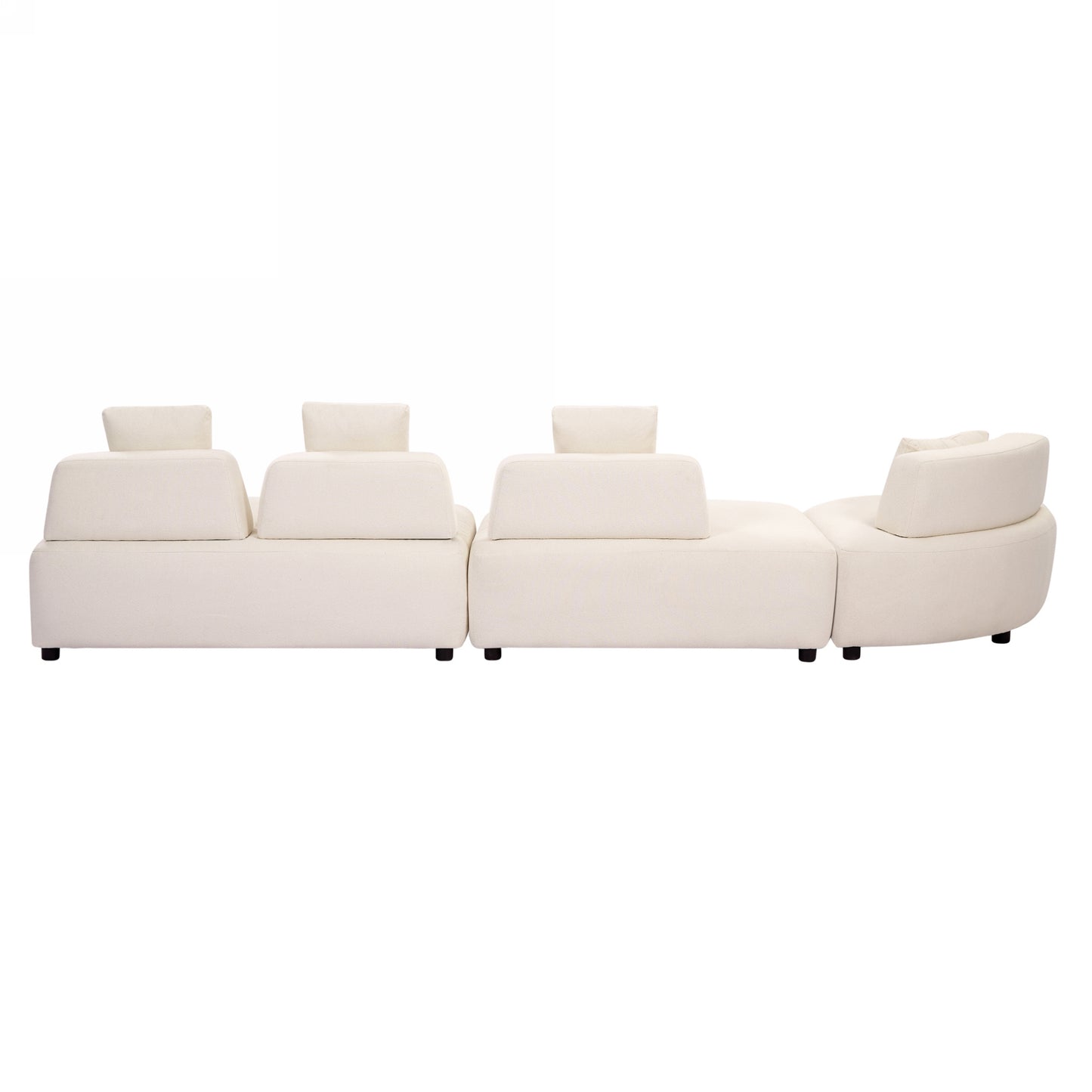 Contemporary 3-piece Sectional Sofa Free Convertible sofa with Four Removable Pillows for Living Room, Beige