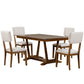 Rustic 5-piece Dining Table Set with 4 Upholstered Chairs, 59-inch Rectangular Dining Table with Trestle Table Base, Walnut