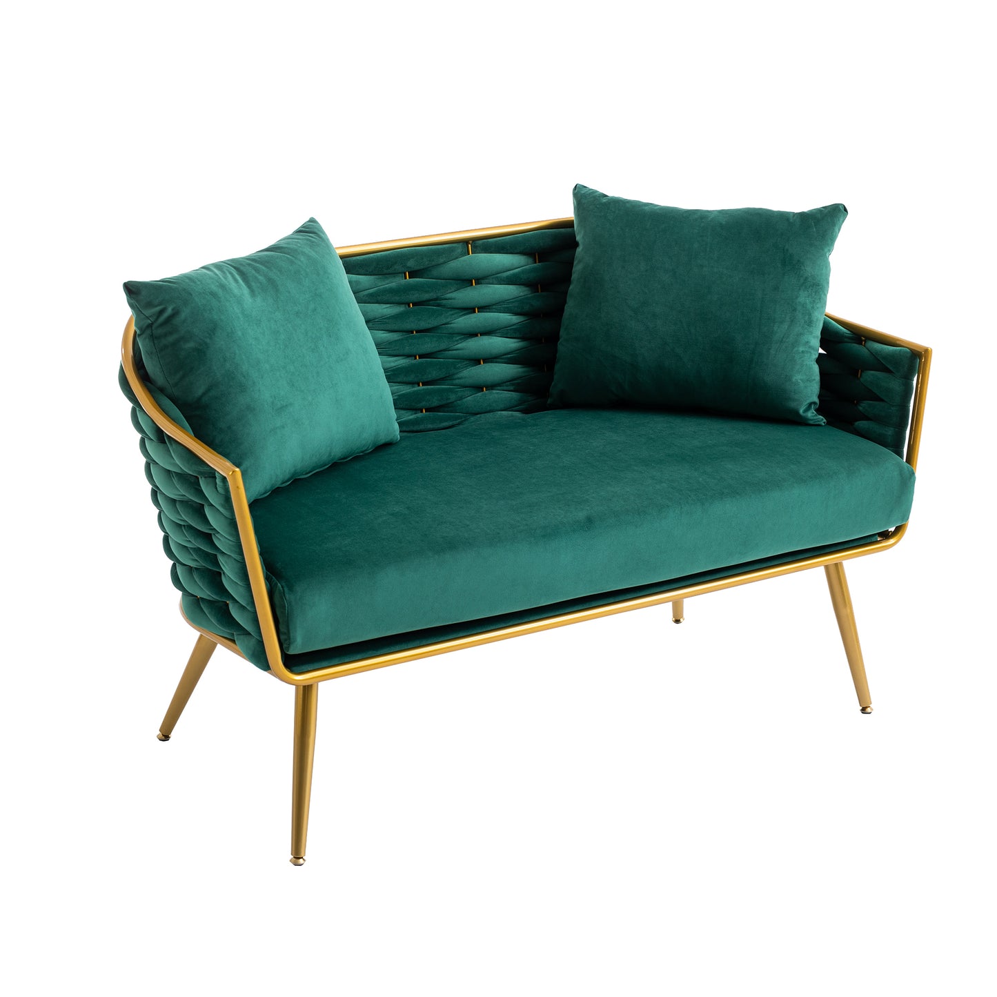 Velvet Accent Chair Modern Upholstered Armsofa Tufted Sofa with Metal Frame, Single Leisure sofa