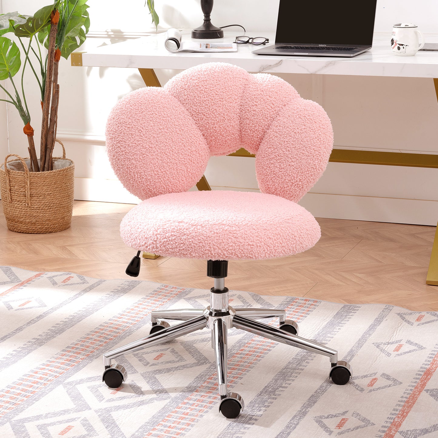 360°Swivel Height Adjustable,Swivel Chair,Teddy fabric,home office chair