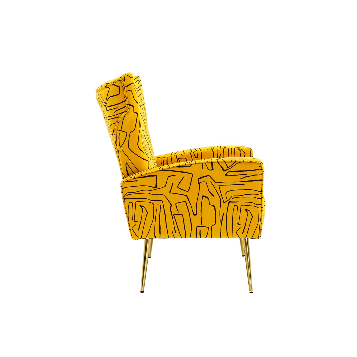 Yellow Accent Chair, leisure single chair with Rose Golden feet