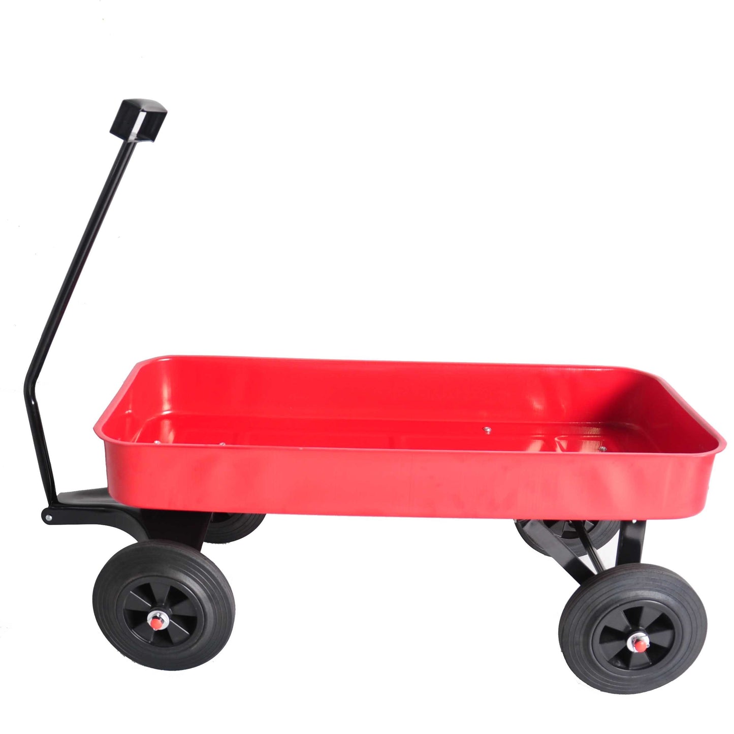 Garden cart Reuniong  Railing,  solid Wheels, All Terrain Cargo Wagon with 280lbs Weight Capacity, Red