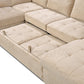 123" Oversized Sectional Sofa with Storage Chaise, U Shaped Sectional Couch with 4 Throw Pillows. Beige
