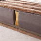 Lorenzo Gold Detailed Tufted Upholstery Queen Bed made with Wood in Gray