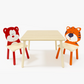 Kids Table and 2 Chairs Set, 3 Pieces Toddler Table and Chair Set, Wooden Activity Play Table Set (Bear&Tiger)